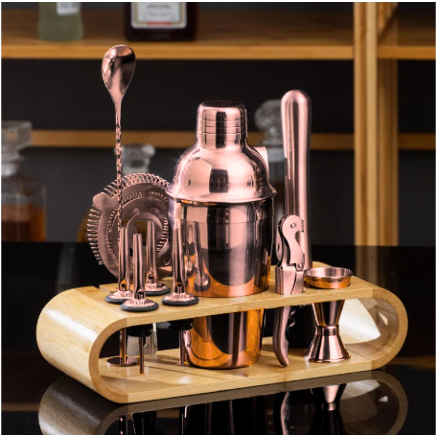 Set de Coctelería Rosa Premium con Soporte