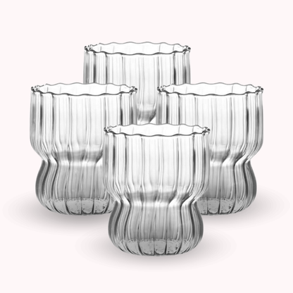 Set 4 Vasos Anchos Lineas Vertical 250ml