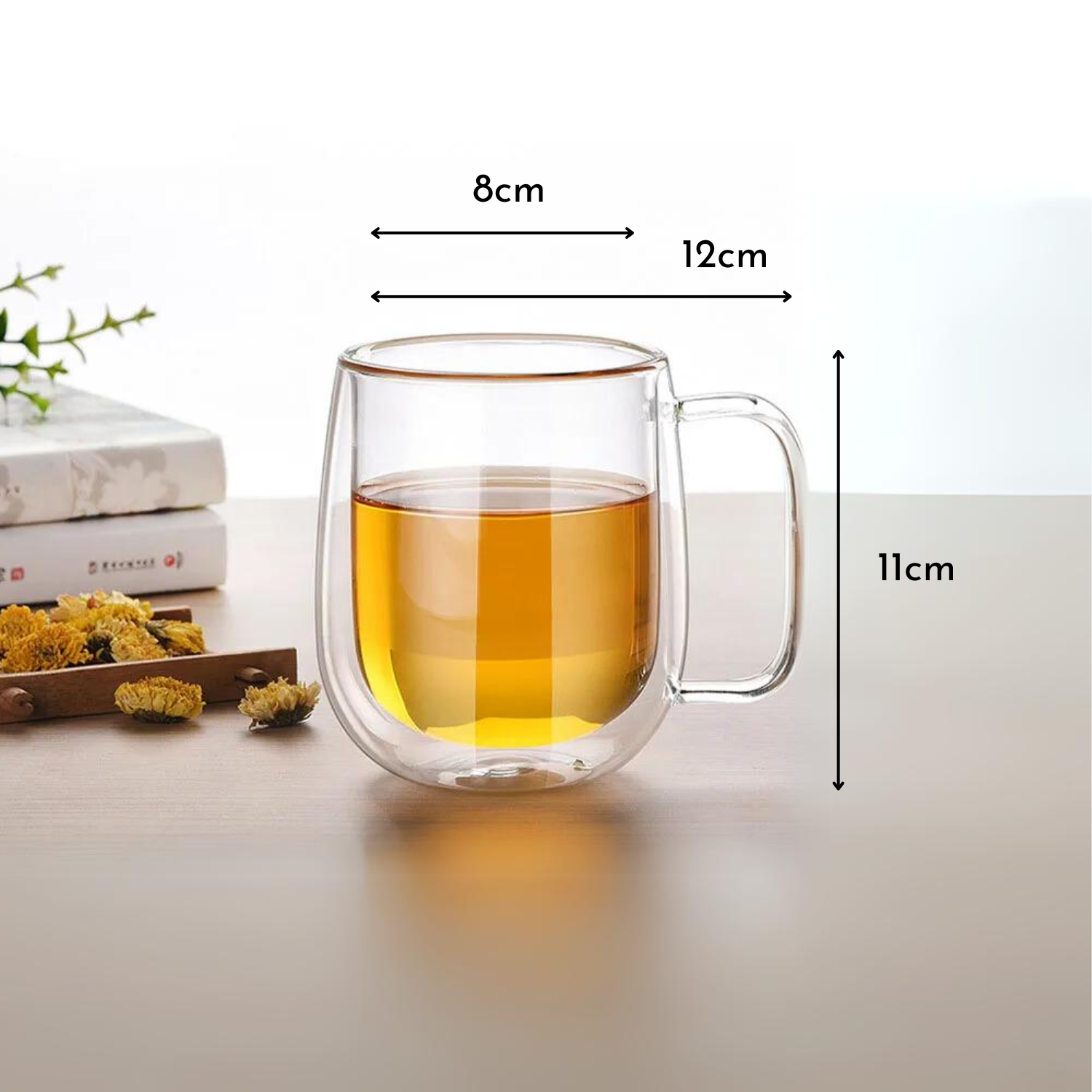 PREVENTA - Set 4 Tazas Doble Pared Vidrio 350 ml