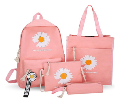 Set Mochila Diseño Margaritas 4 Piezas