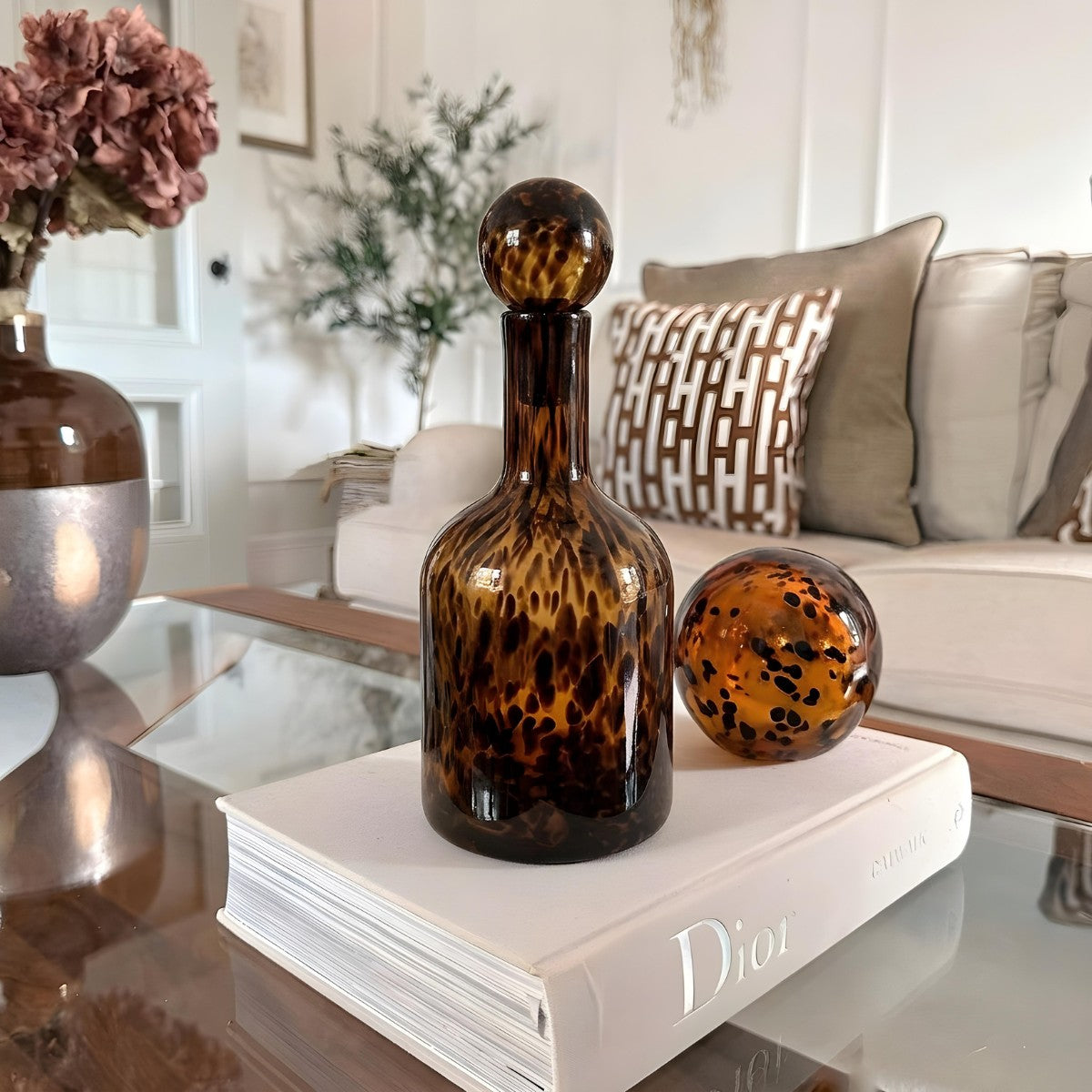 PREVENTA - Botella Decantador Carey Animal Print de Vidrio 36 cm