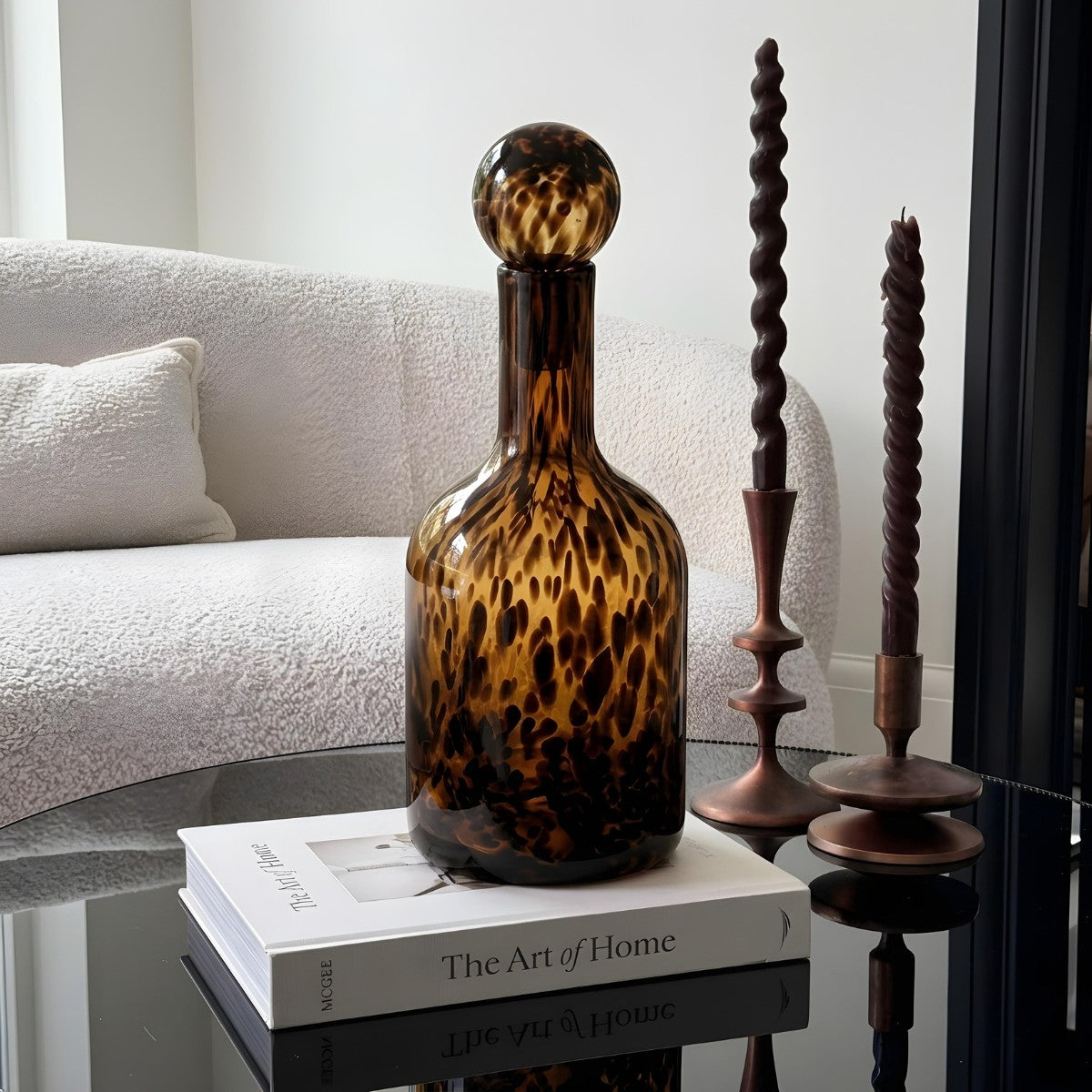 PREVENTA - Botella Decantador Carey Animal Print de Vidrio 36 cm