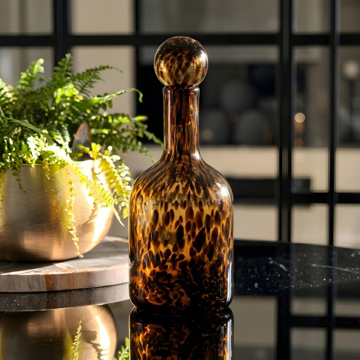 PREVENTA - Botella Decantador Carey Animal Print de Vidrio 36 cm