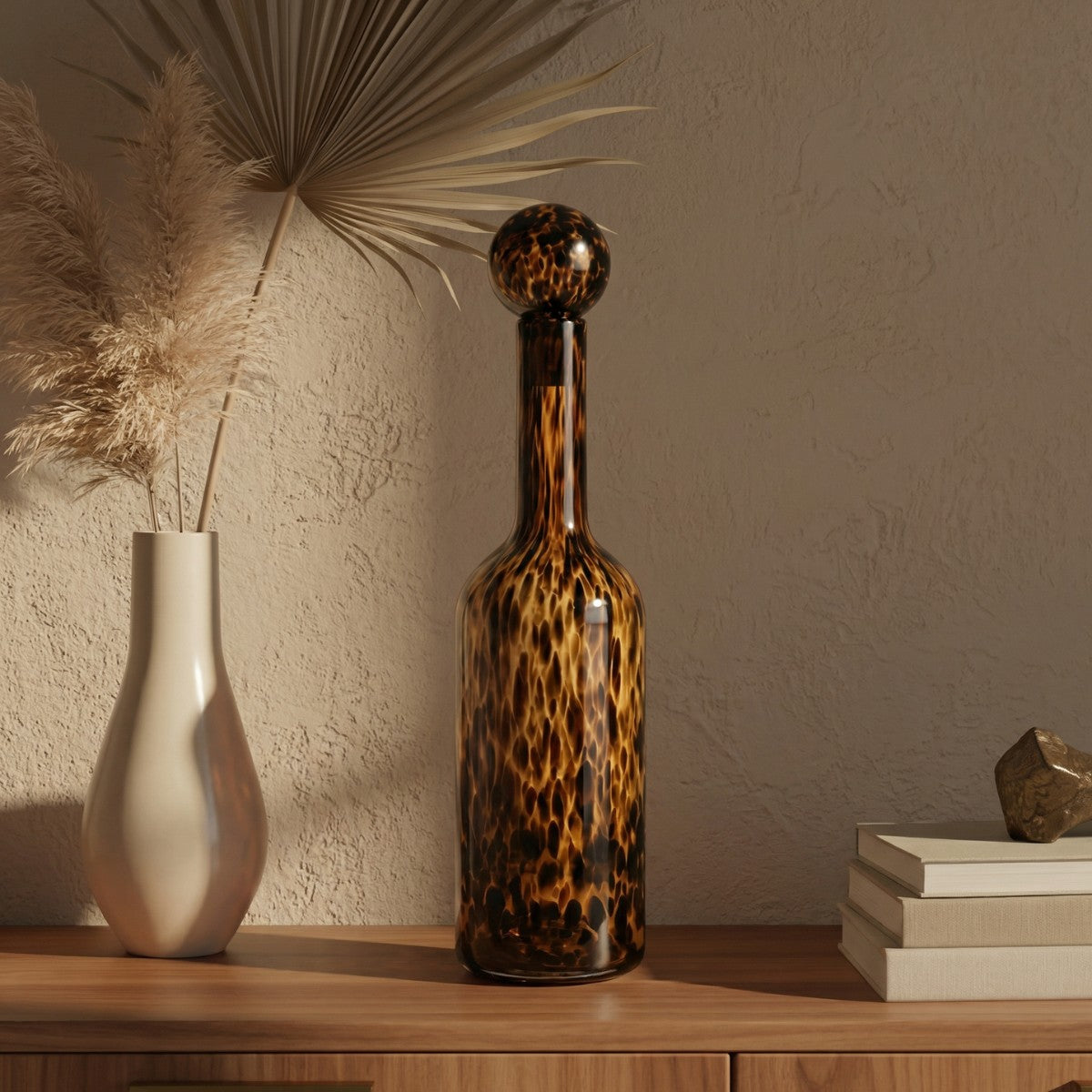 Botella Decantador Carey Animal Print de Vidrio 52 cm