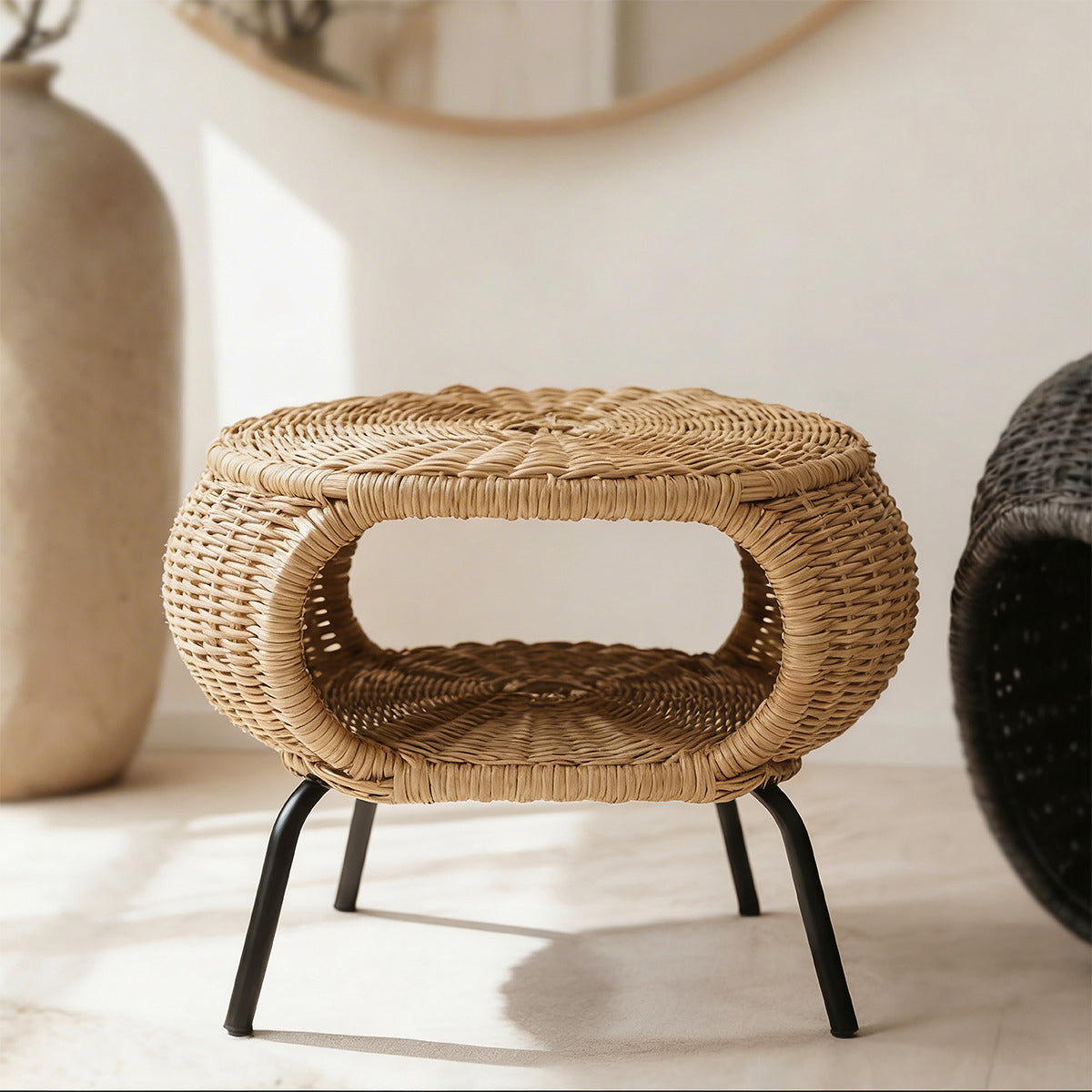 PREVENTA - Mesa Otomana Apoyapiés Rattan Minimalista