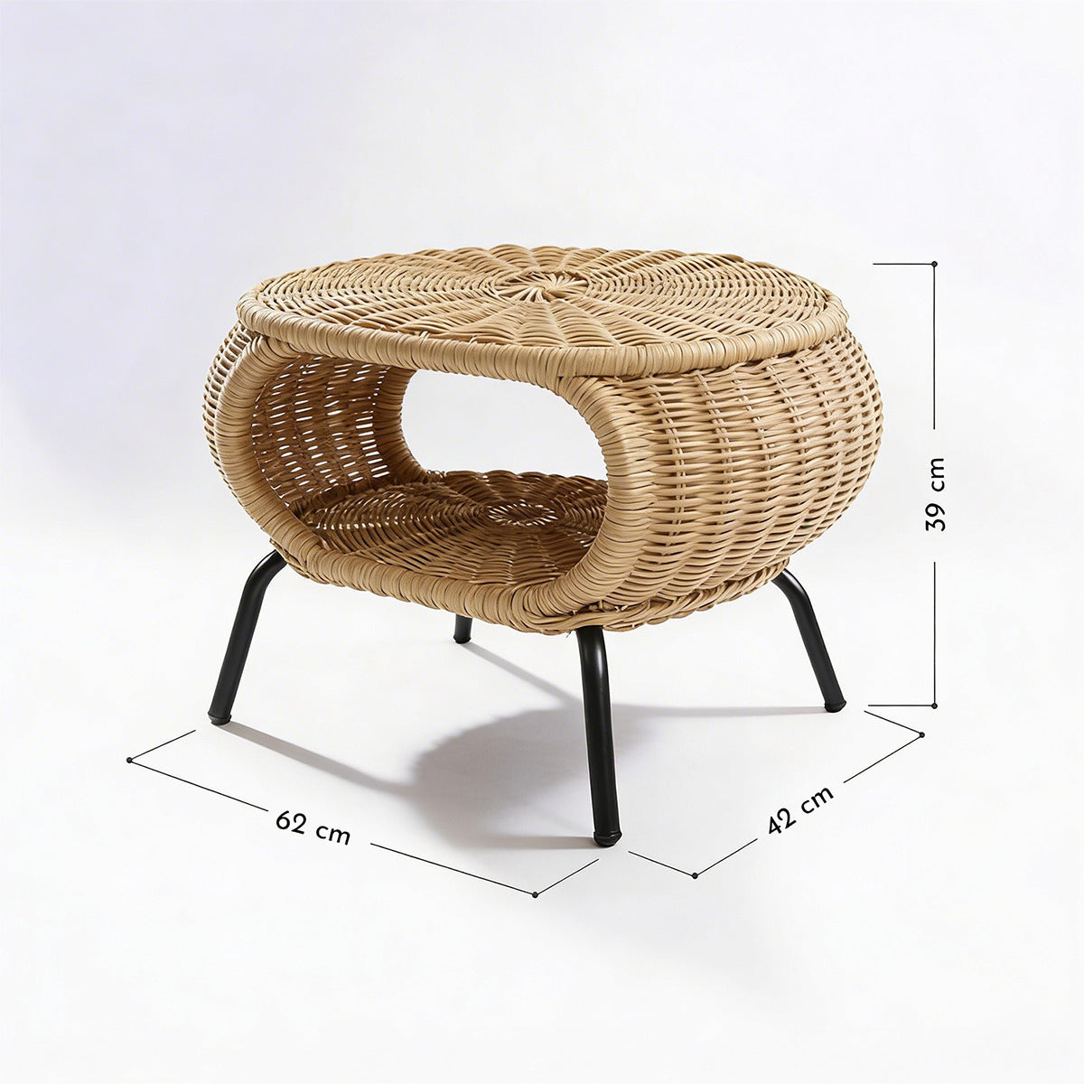 Mesa Otomana Apoyapiés Rattan Minimalista