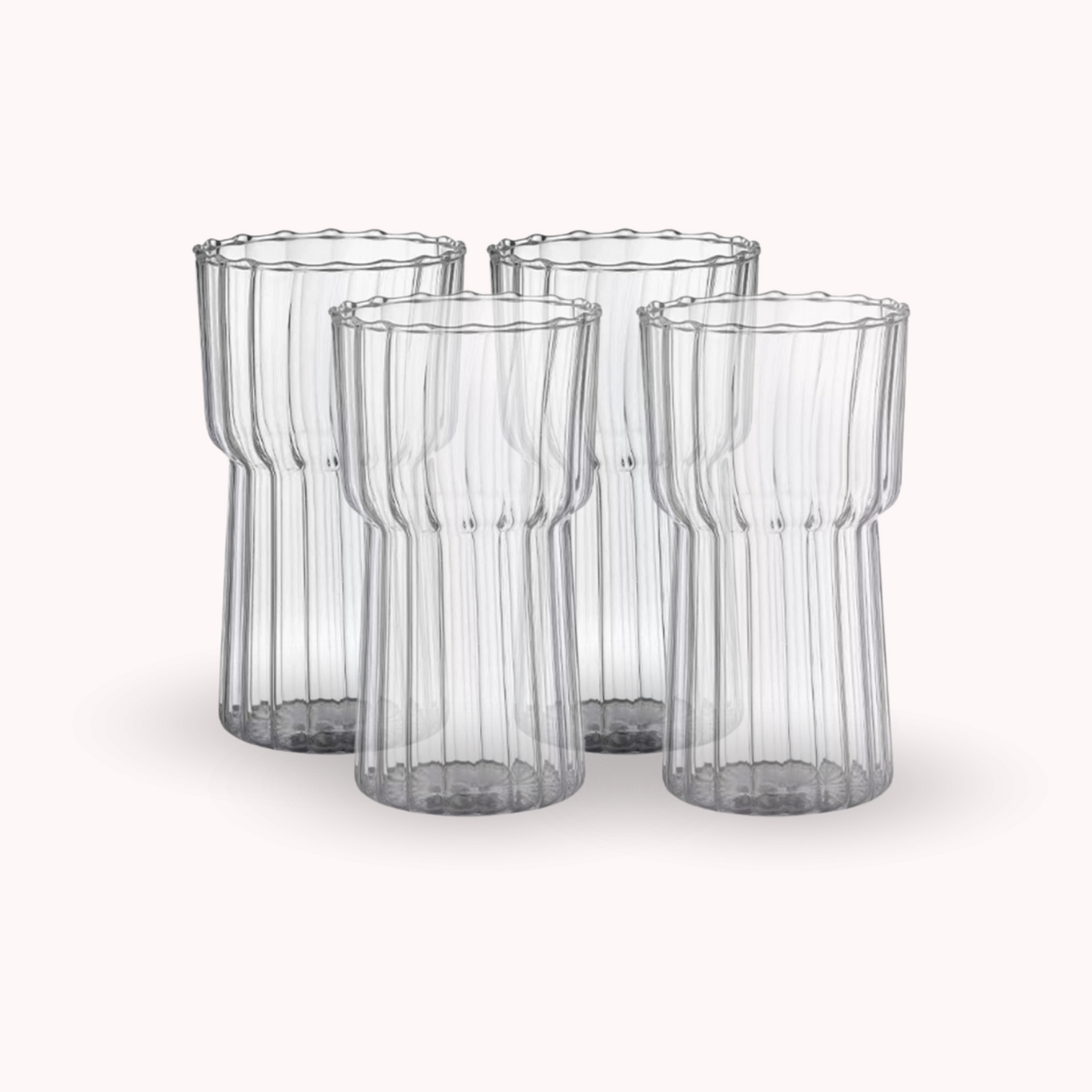 Set 4 Vasos Estriado Alto 590ml