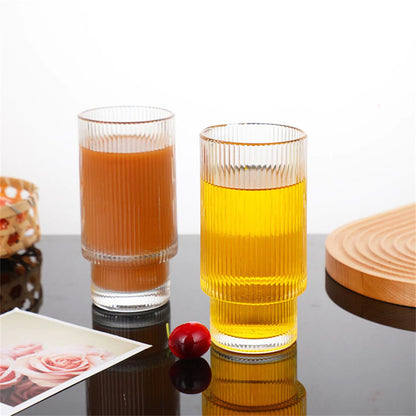 Set de 2 Vasos de Vidrio Diseño de Líneas 280ml