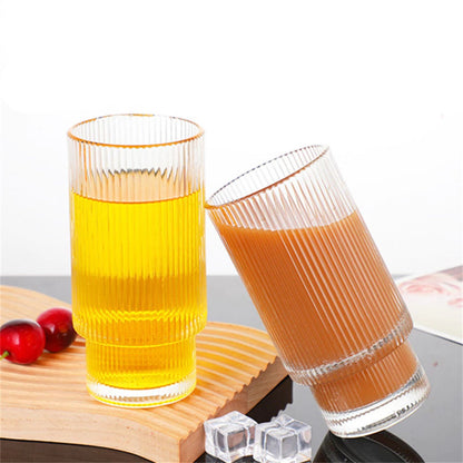 PREVENTA - Set de 2 Vasos de Vidrio Diseño de Líneas 400ml