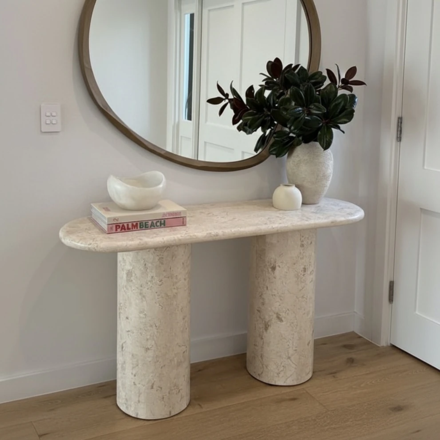 PREVENTA - Mesa de Arrimo Travertino Marfil Atenas