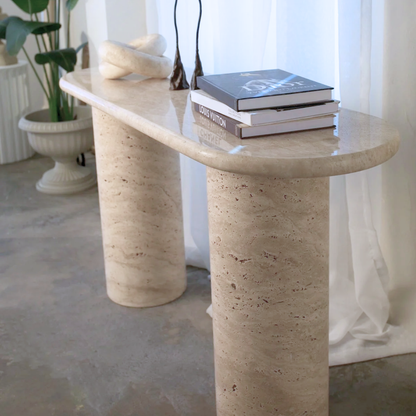 PREVENTA - Mesa de Arrimo Travertino Marfil Atenas