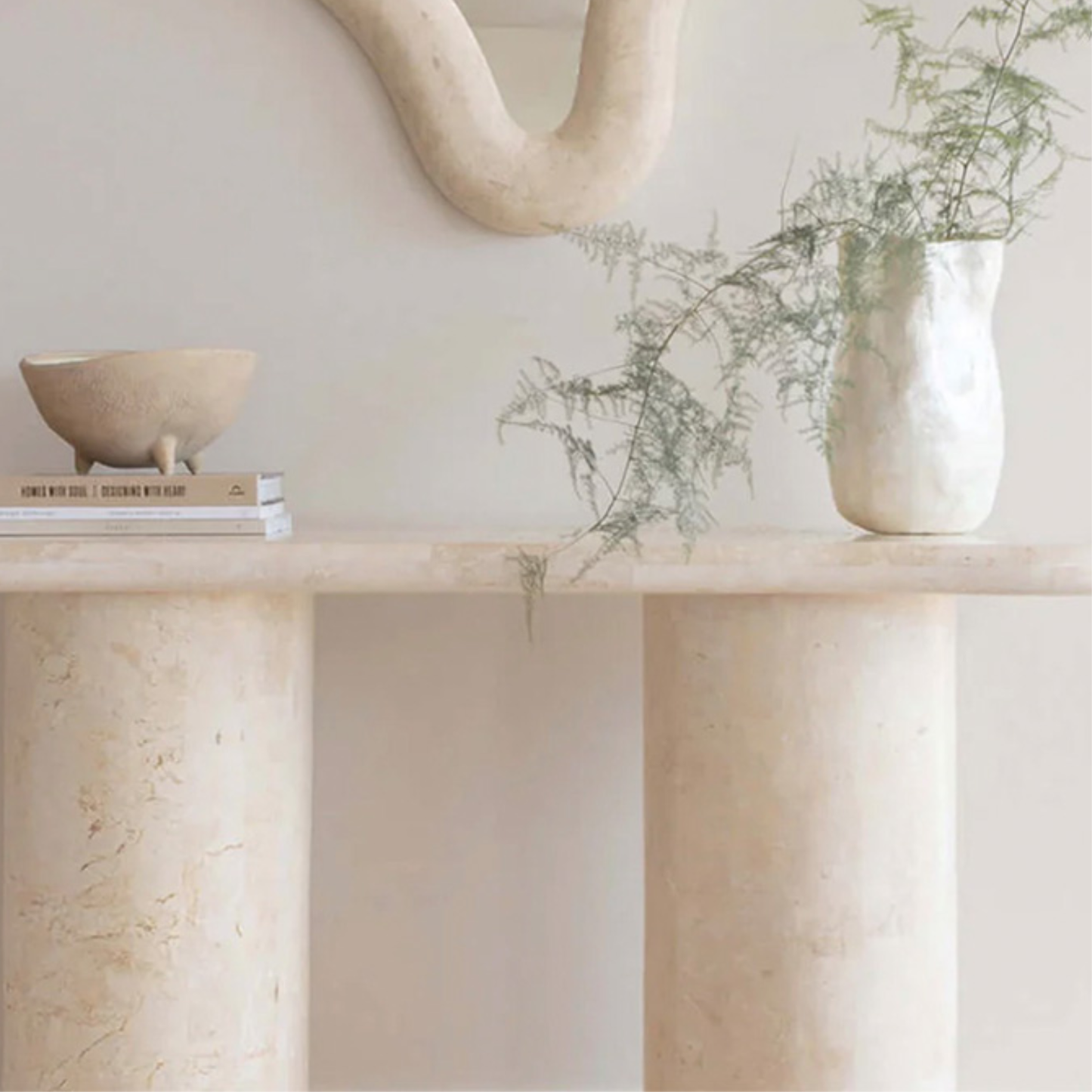 PREVENTA - Mesa de Arrimo Travertino Marfil Atenas