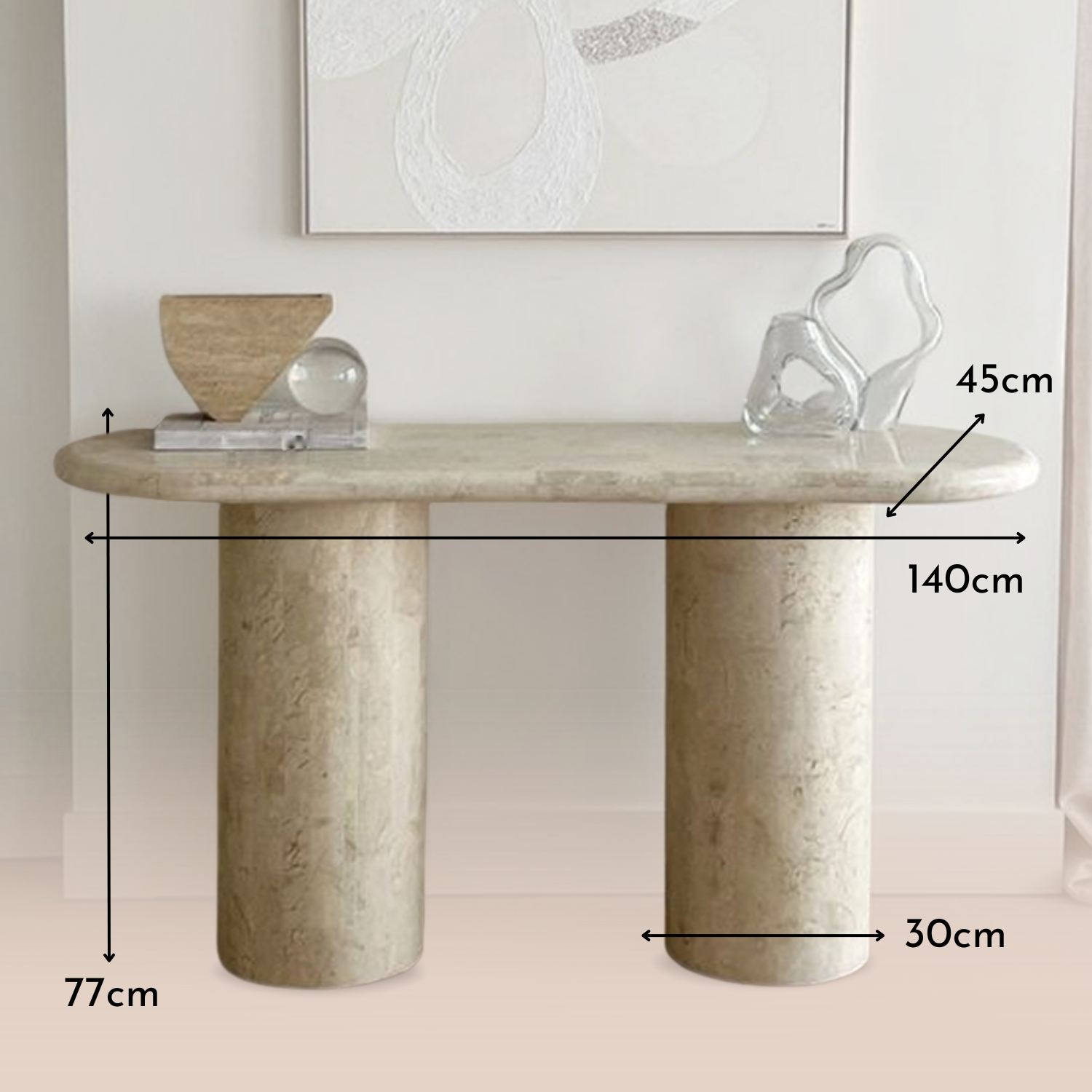 Mesa de Arrimo Travertino Marfil Atenas