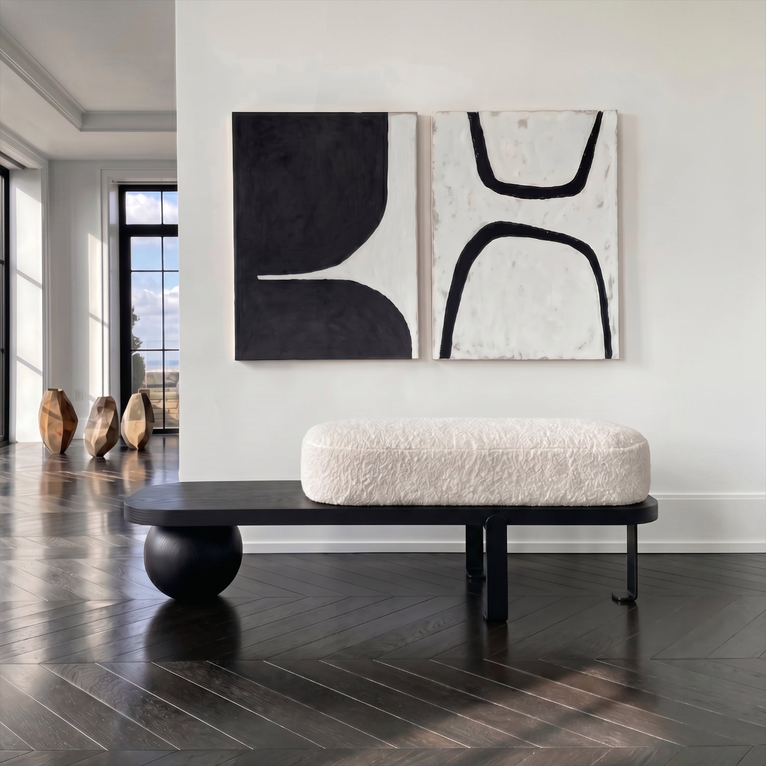 PREVENTA - Taburete Madera Maciza Negro Rectangular