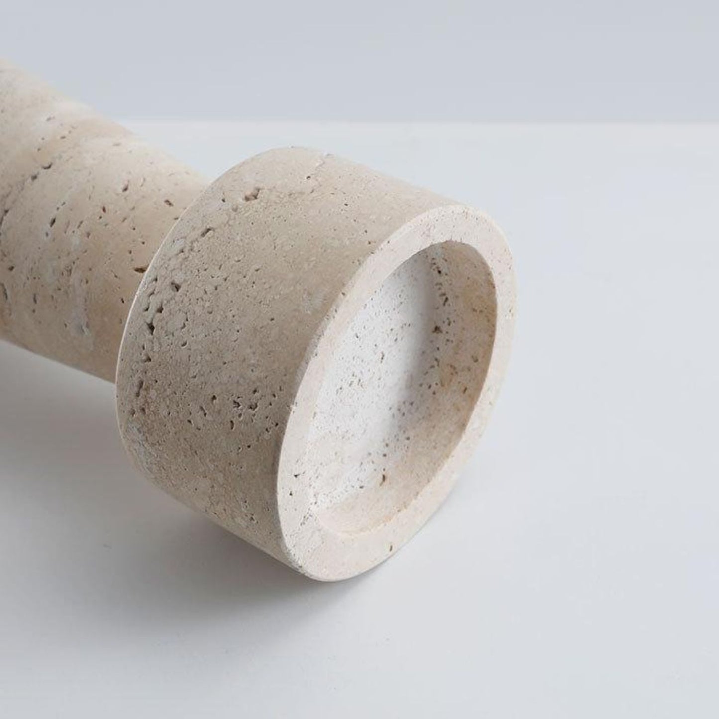 Candelabro Portavelas Marmol Travertino Torre Pequeño