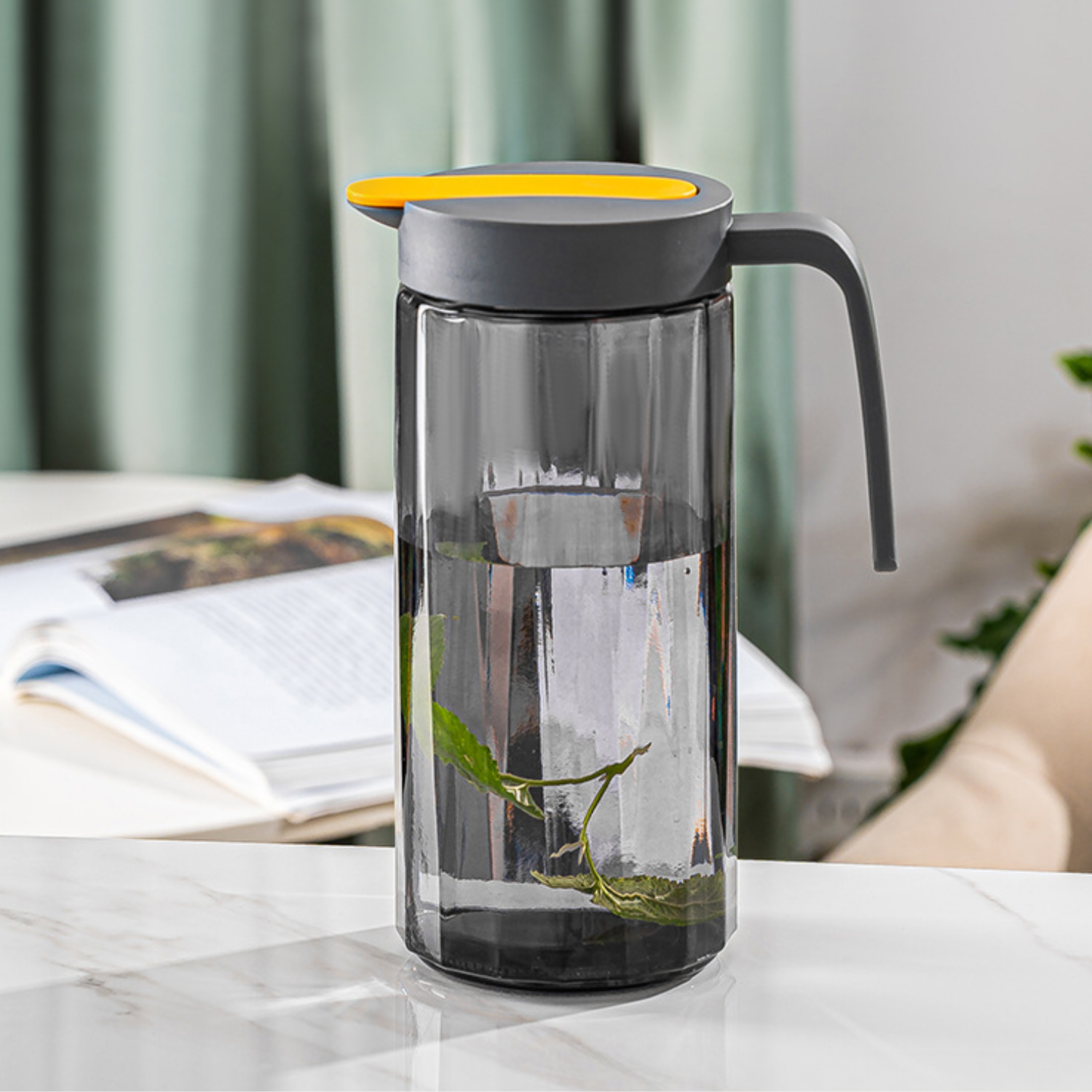 Jarra De Vidrio Dosificadora Y 4 Vasos Cocina Tetera