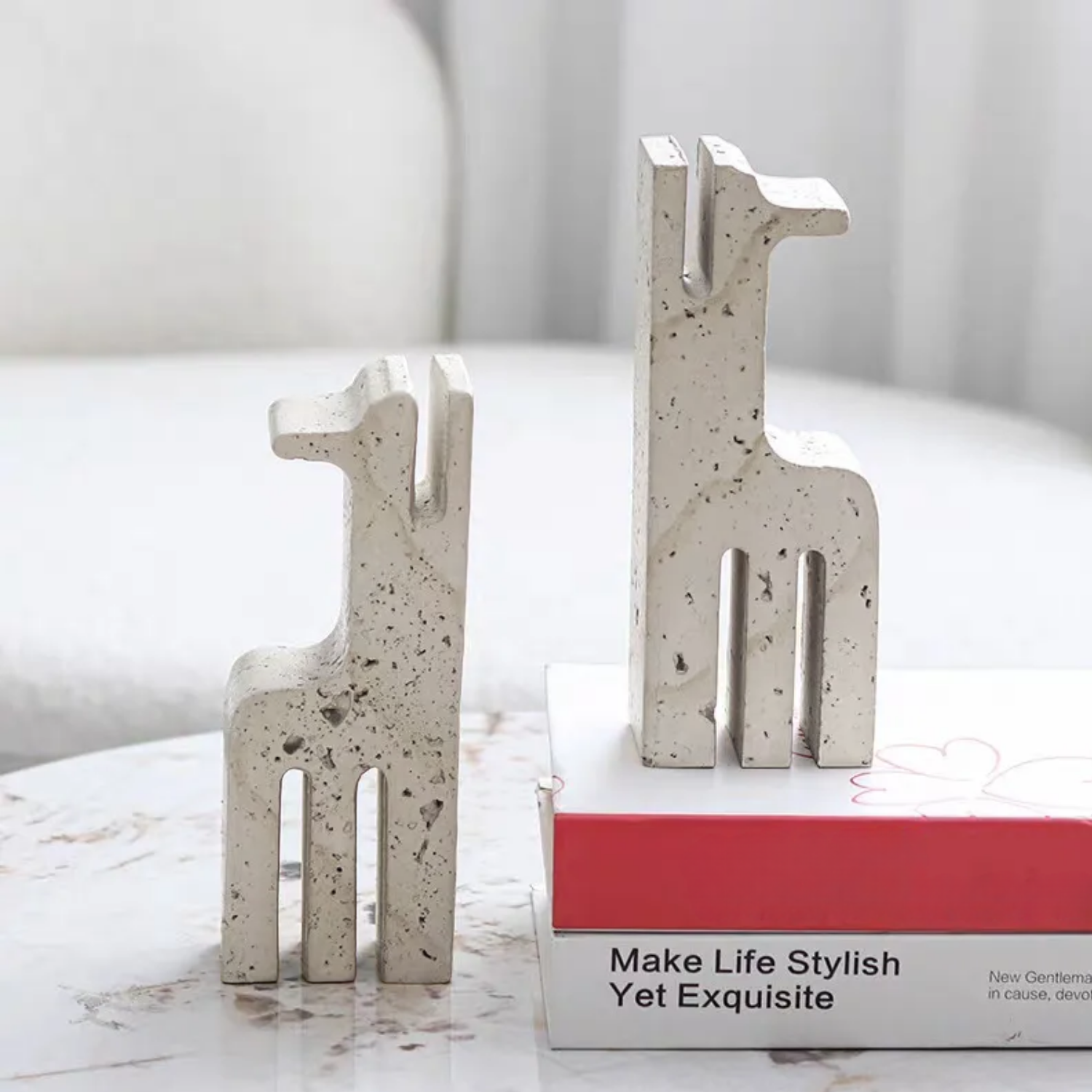 PREVENTA - Sujetalibros Escultura Étnica Travertino Soporte