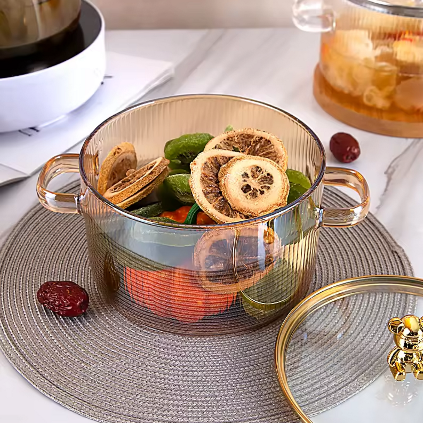 Olla de Vidrio Oso Dorado Minimalista