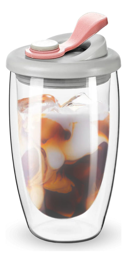 Mug Doble Fondo Hermético 450ml Rosado