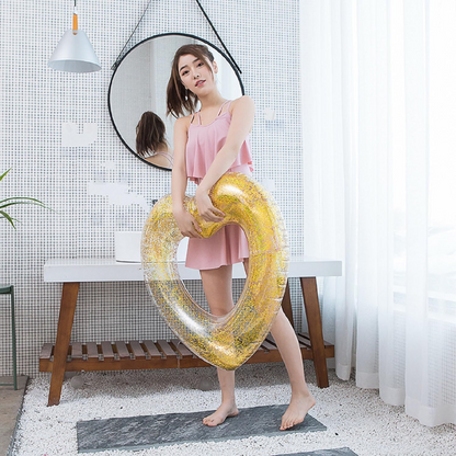 Flotador Corazón Escarchado Dorado