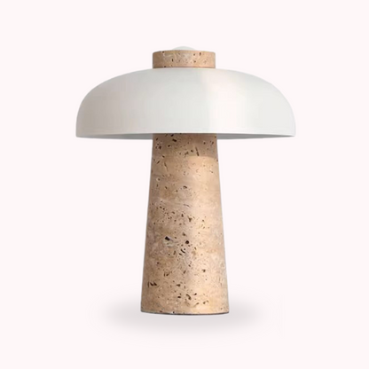 Lampara Led Blanco de Piedra Travertino