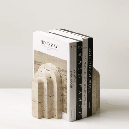 Sujeta Libros Escultura Griega Travertino Soporte