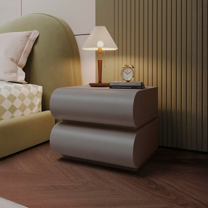 Velador Minimalista Gris Claro Doble Cajon