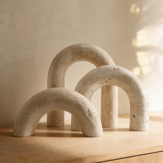 Set 3 Arcos Figura Deco Estilo Marmol Travertino