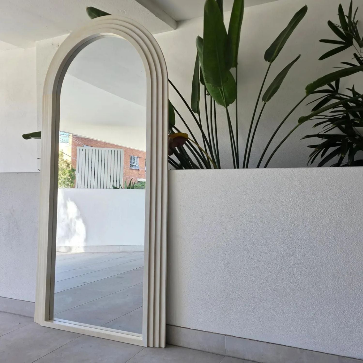 PREVENTA - Espejo Arco Escalonado Beige Cuerpo Entero 200x100cm