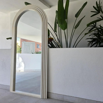 Espejo Arco Escalonado Beige Cuerpo Entero 200x100cm