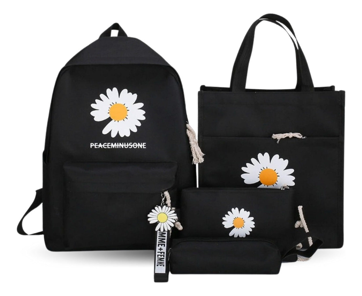 Set Mochila Diseño Margaritas 4 Piezas
