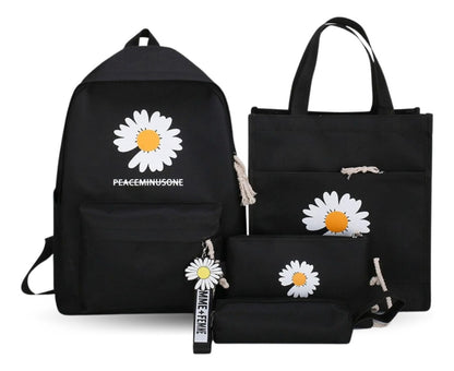 Set Mochila Diseño Margaritas 4 Piezas