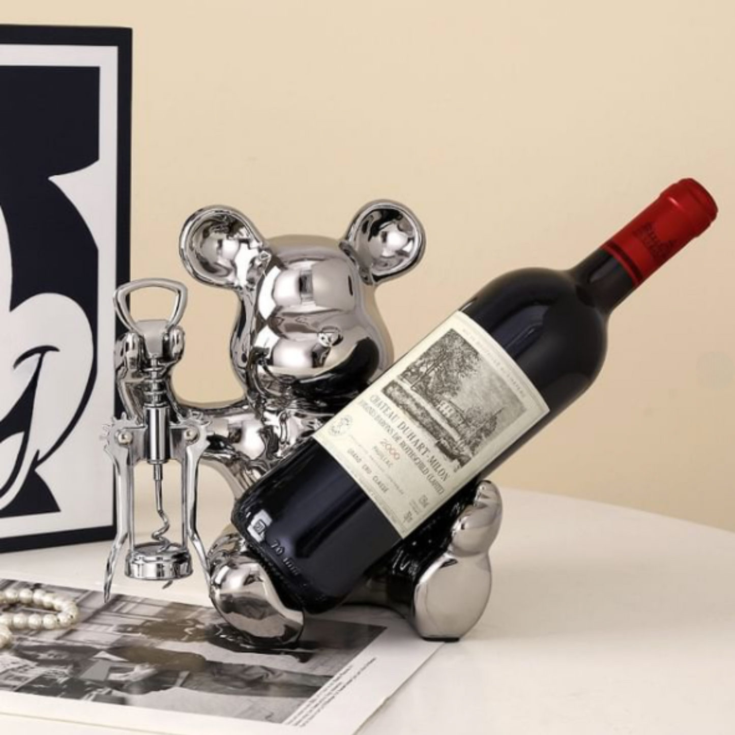 Soporte para Botellas y Destapador Osito