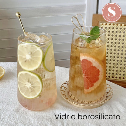Set 4 Vasos Vidrio Líneas Slim Fresh 500ml