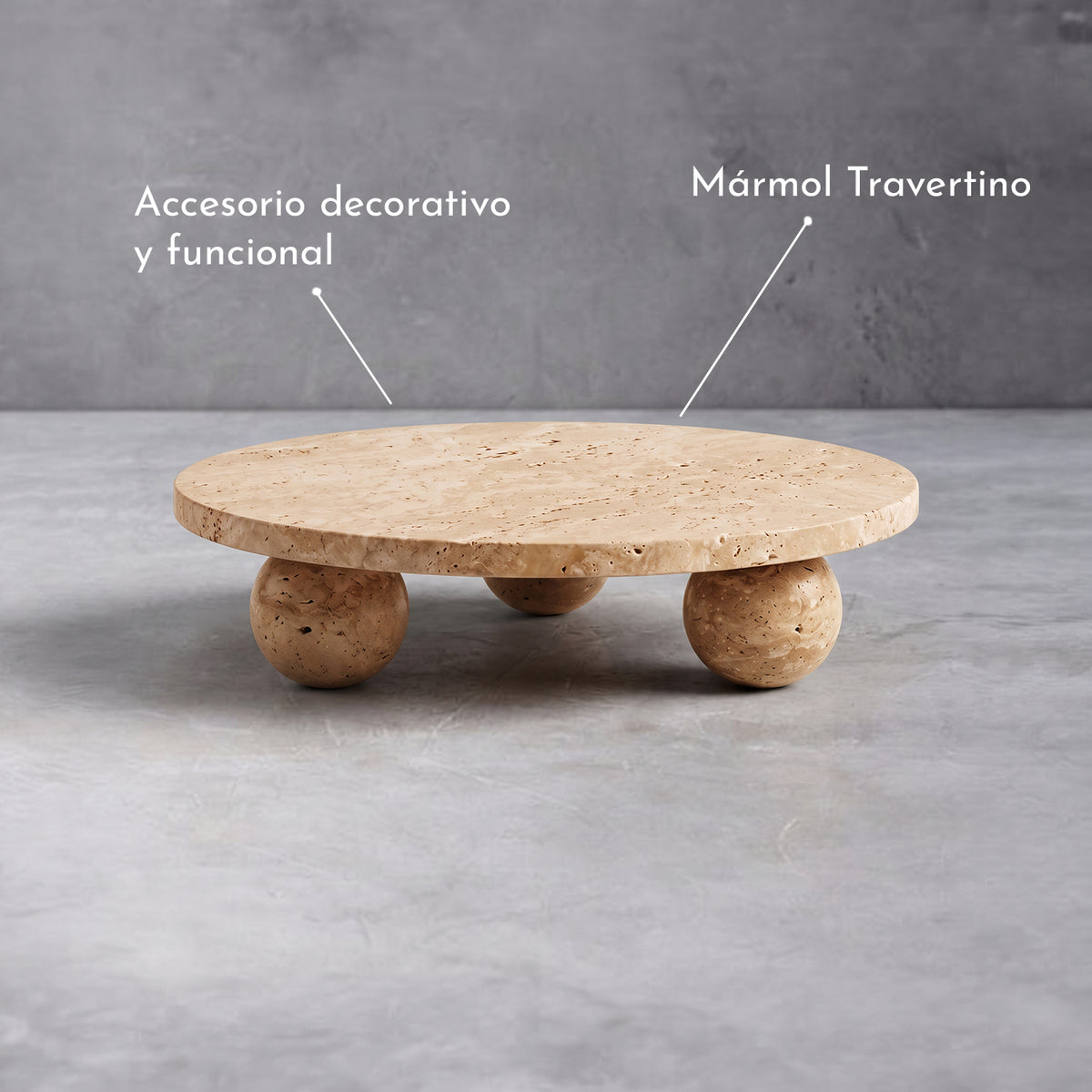 PREVENTA - Bandeja Elevada de Travertino con Soportes Esféricos