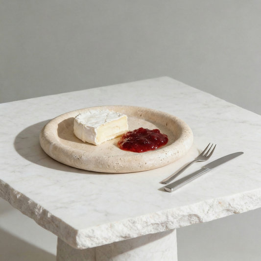 Bandeja Redonda de Piedra Ambar Travertino