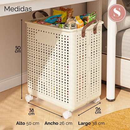 Cesta Plegable con Ruedas y Asas