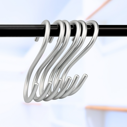 Set de 10 Ganchos en Forma de S Plateados 110x55mm