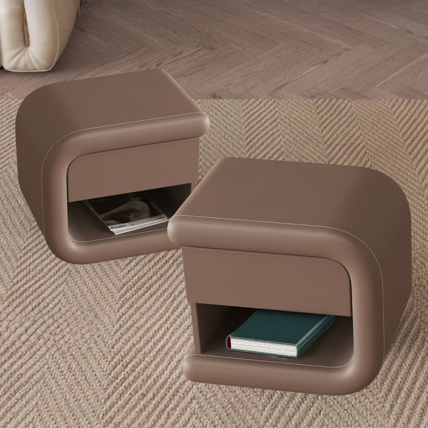 Velador Mocha Mousse Izquierdo Ecocuero