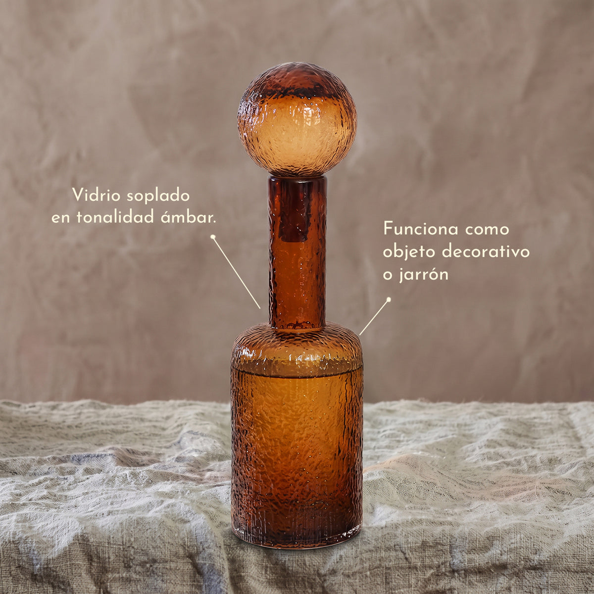 Botella Decorativa Vidrio Ámbar 45cm