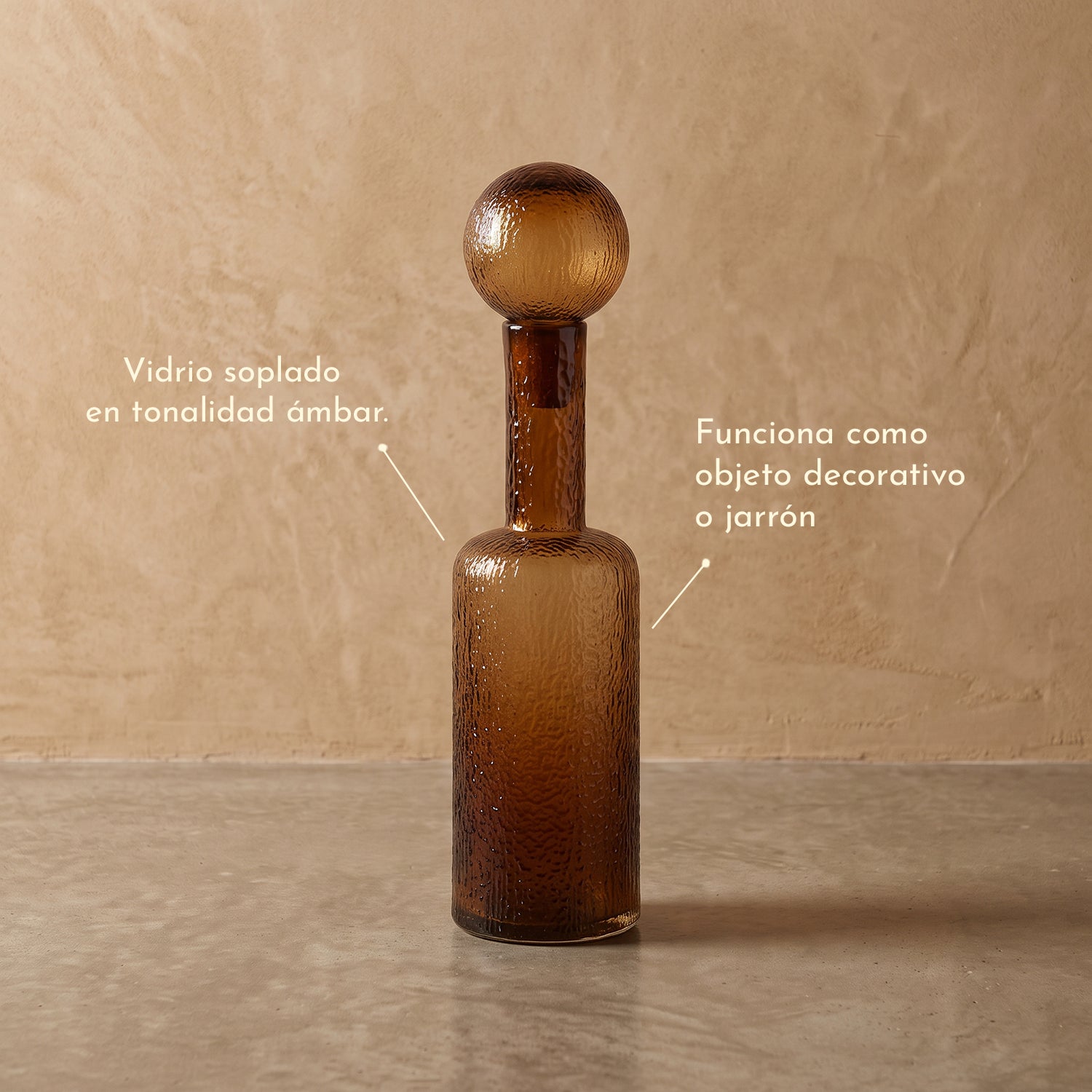 PREVENTA - Botella Decorativa Vidrio Ámbar 56cm