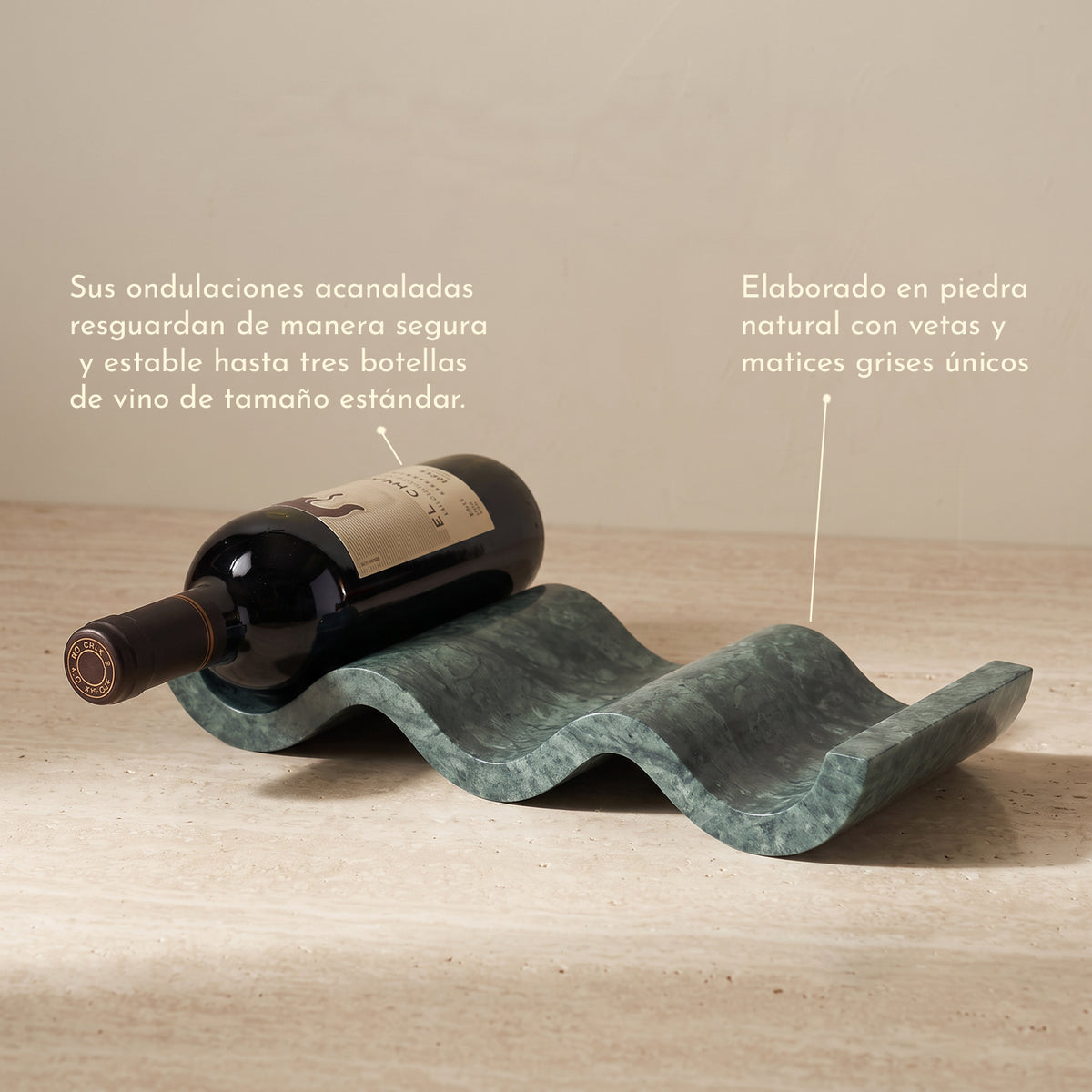 PREVENTA - Botellero Wavy Horizontal de Mármol Verde