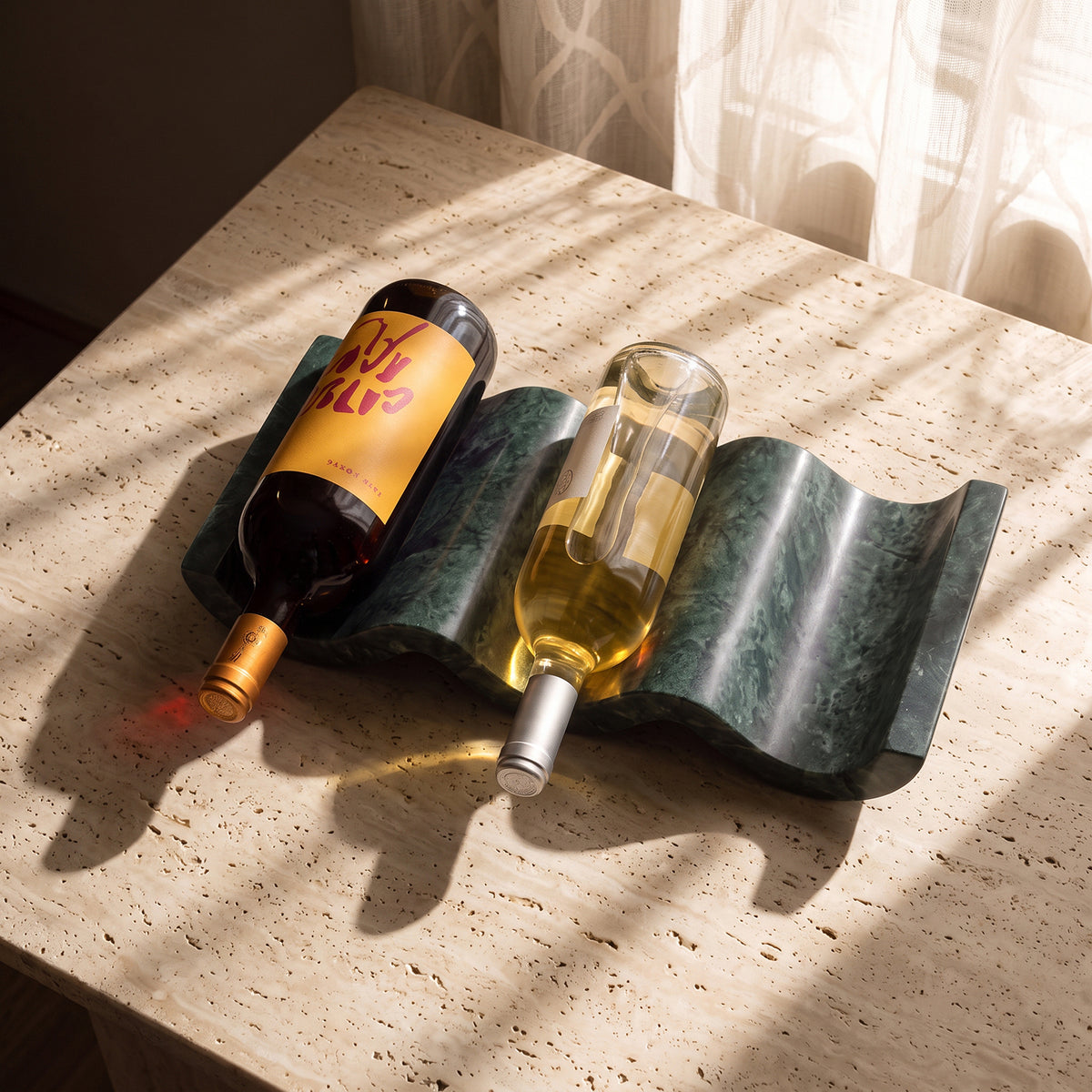 PREVENTA - Botellero Wavy Horizontal de Mármol Verde
