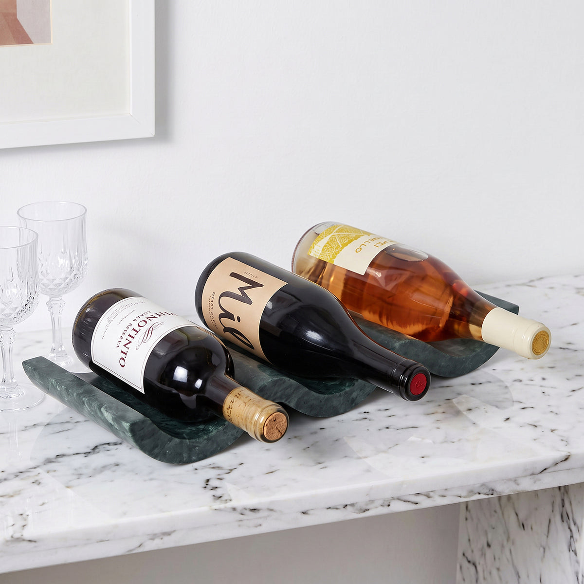 PREVENTA - Botellero Wavy Horizontal de Mármol Verde