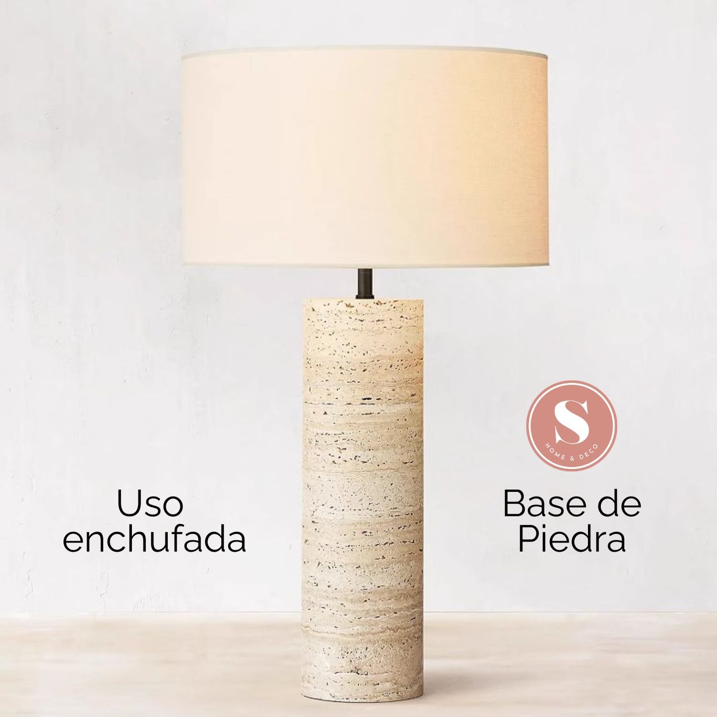 Lampara de Mesa Piedra Nordica Crema Grande