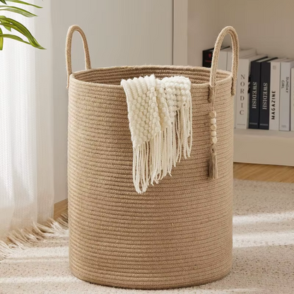 Cesta Tejida Cáñamo Beige
