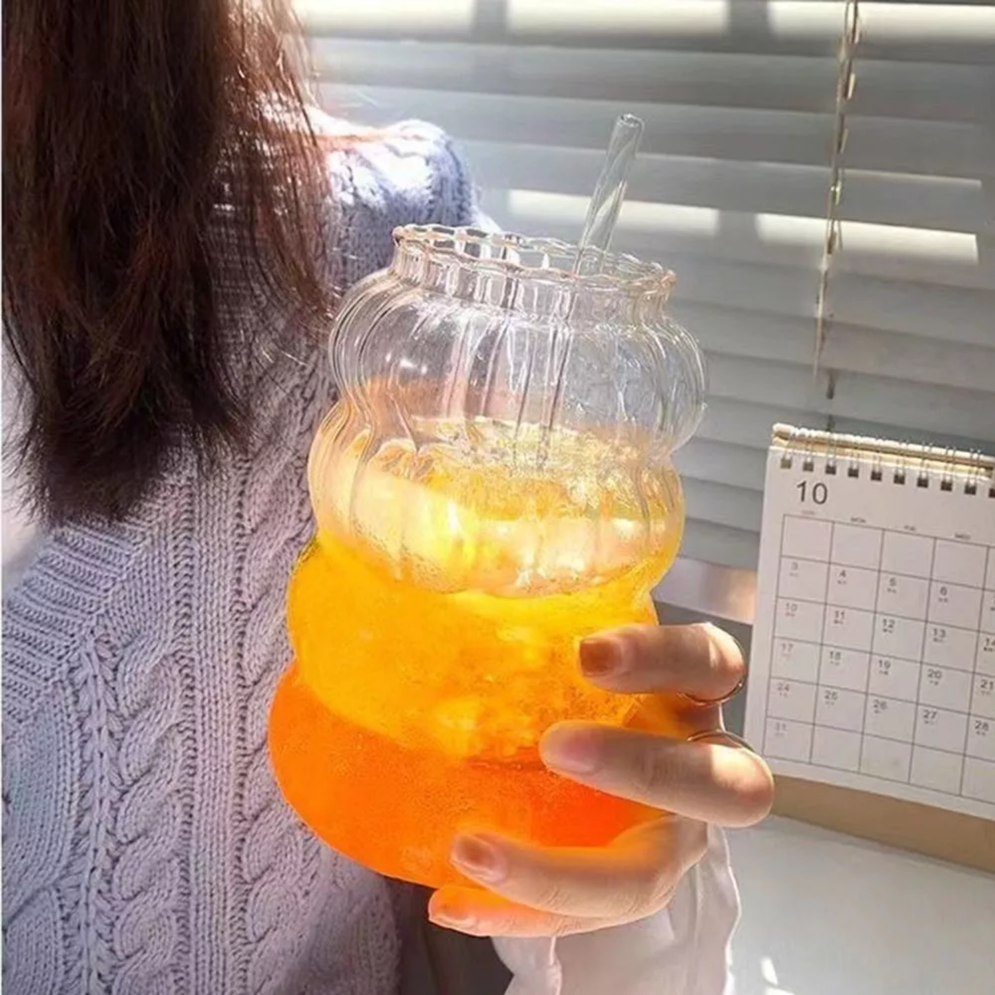 Set 2 Vasos Relieve con Bombilla 800ml