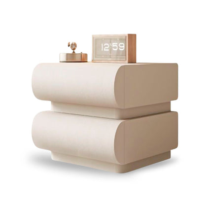 Velador Minimalista Beige Doble Cajon