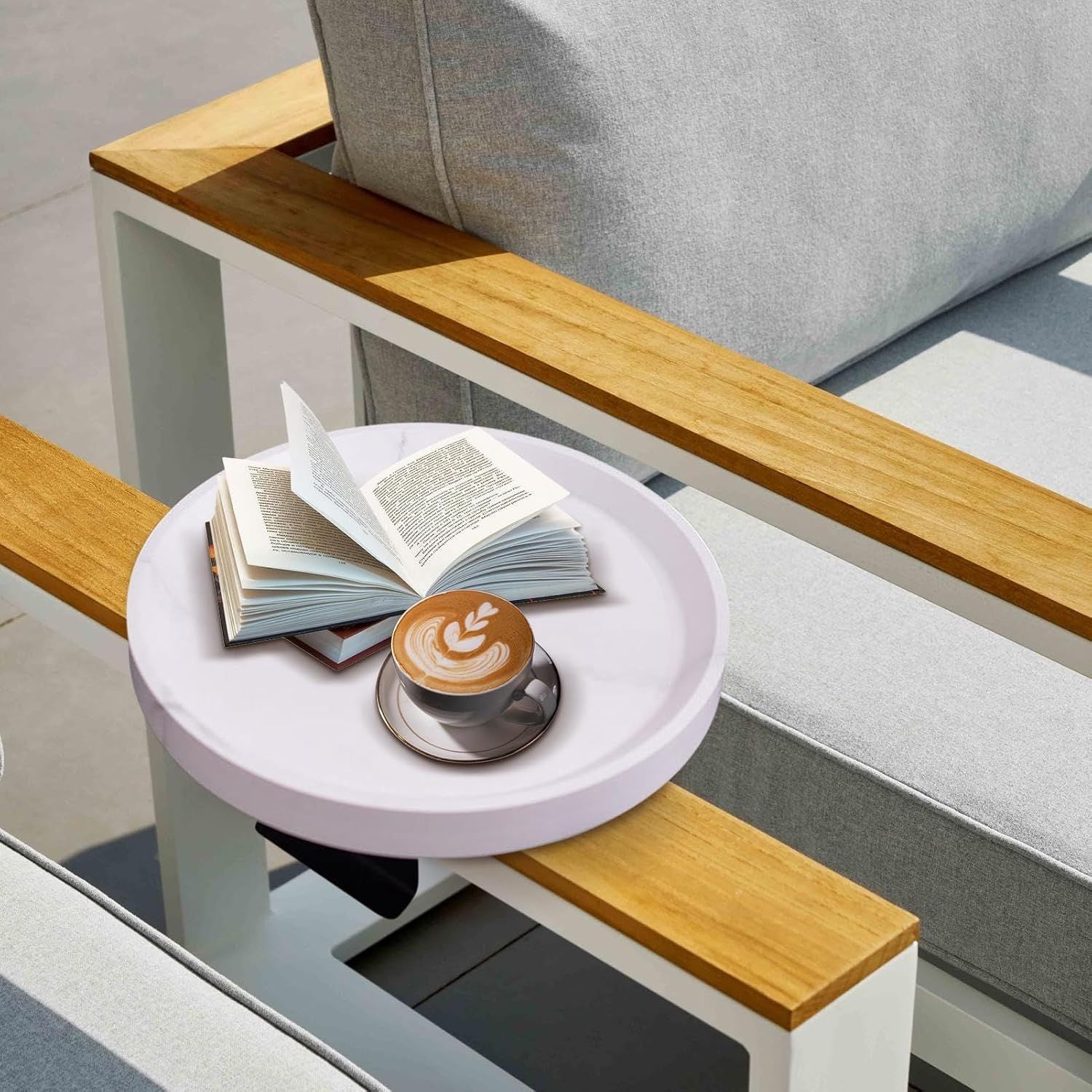 PREVENTA - Mesa Brazo de Sofá Estilo Blanco Mármol