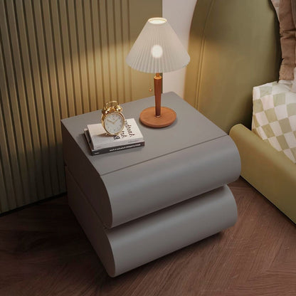 Velador Minimalista Gris Claro Doble Cajon